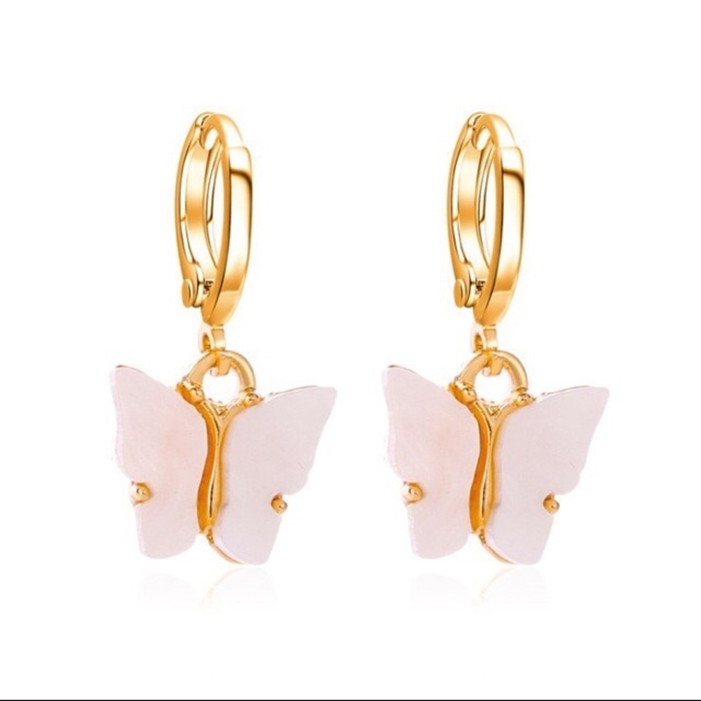 White Butterfly Earrings